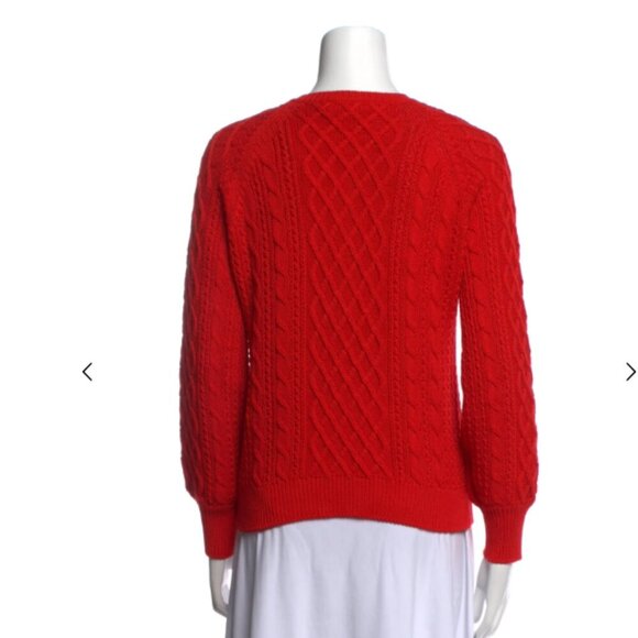 Sezane La Maille Red Cable Knit Sweater XS, Button Front Cozy Winter Chic - Picture 4 of 5
